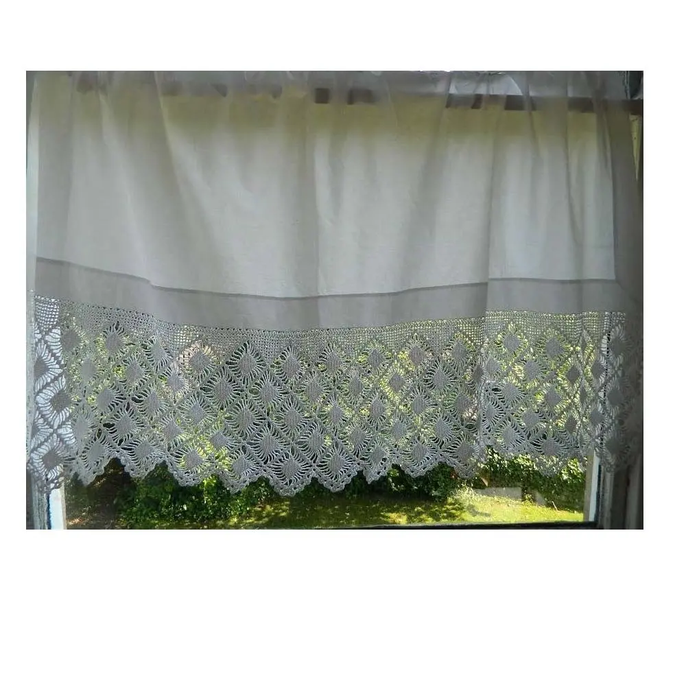 RT17007 100% Cotton and Hand crochet Curtain