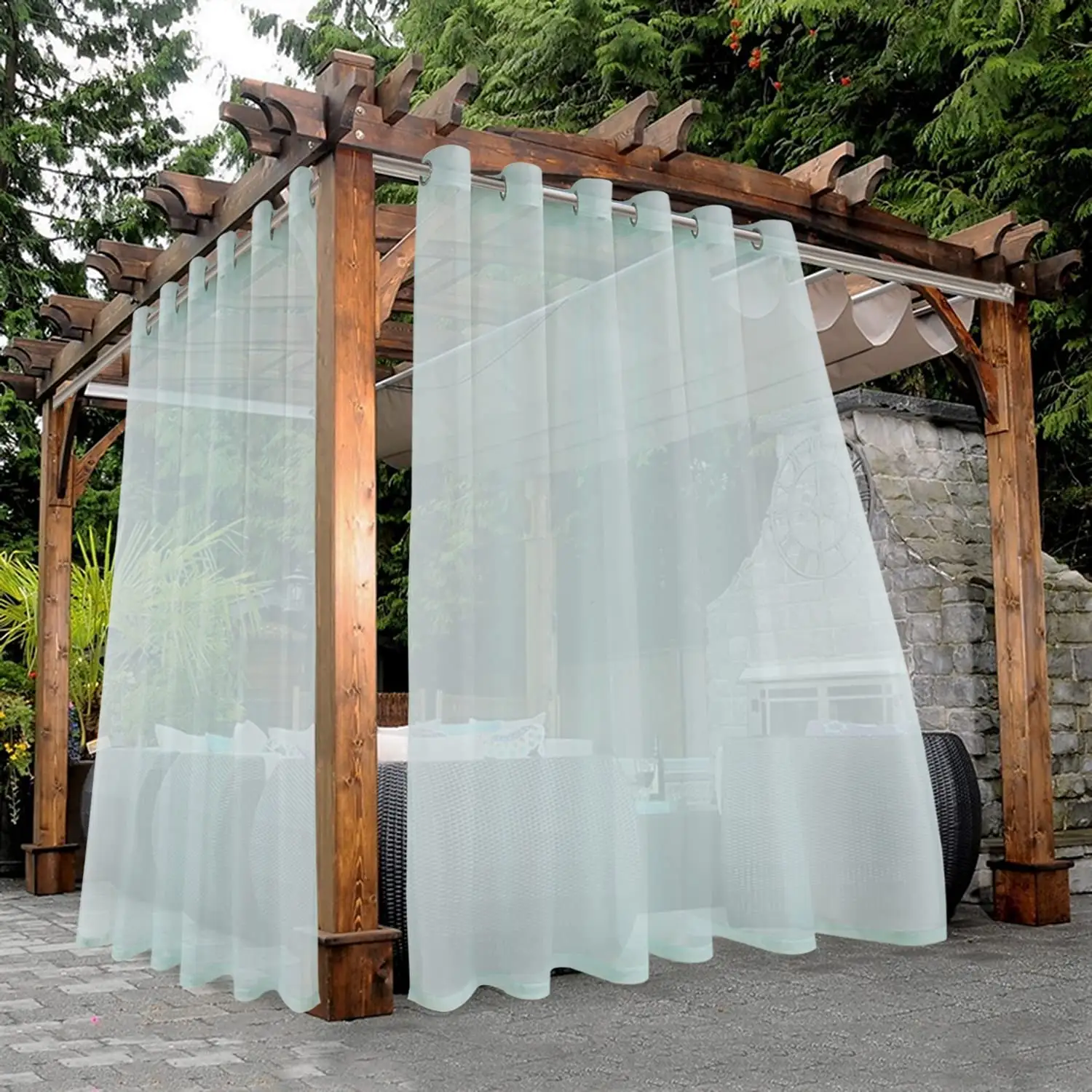 Bindi cortinas de exterior transparentes, cortinas de exterior transparentes, elegantes, multi-cores, de janela, de pena, com padrão de tule