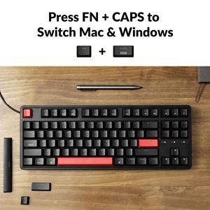 Mini Teclado mecánico para juegos programable de 87 teclas, montaje de junta retroiluminada con LED rojo, tableta de ordenador con cable, soporte inalámbrico ruso - Product Image 3