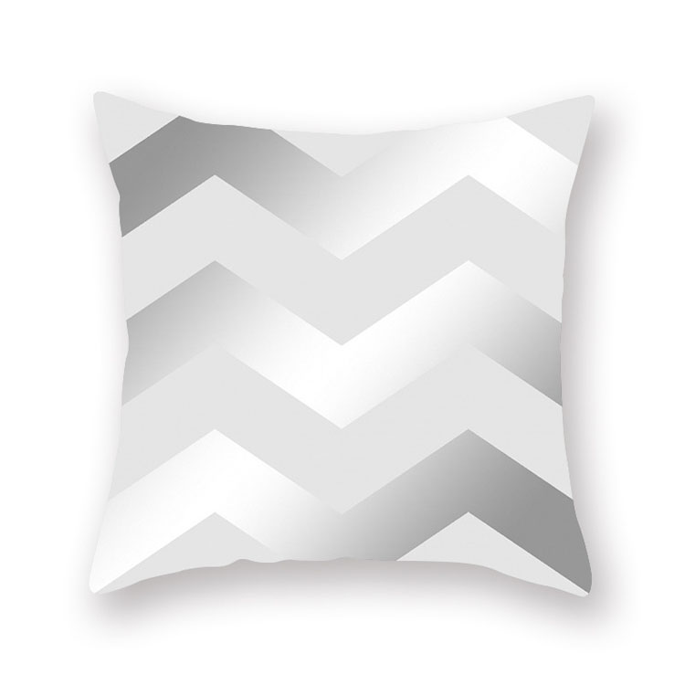 New Style Silver Grey Geometric Chevron Peach Skin Pillow Cover Car Office Sofa Bed Cushion Cover Wholesale