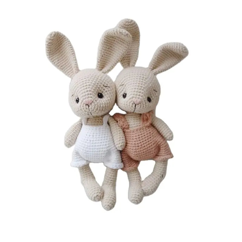 Gran oferta 100% algodón hecho a mano Animal de peluche Amigurumi conejo juguetes Crochet Mini conejito muñeca para regalos de Baby Shower