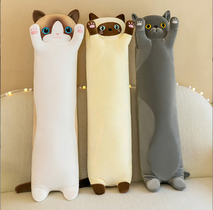 Sıcak satış atmak yastık uzun kedi bebek uyku bebek ile peluş oyuncaklar dolması hayvanlar kızlar için - Product Image 4
