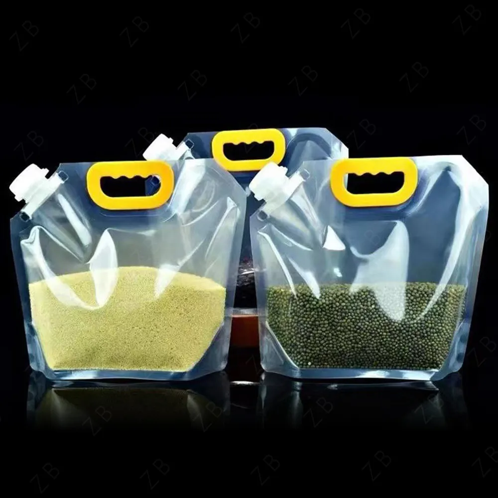 Sacos de plástico Stand Up para embalagem de produtos comestíveis, sacos de plástico com bico PET PE com bico e alça, com preço de atacado personalizado, de 2,5L