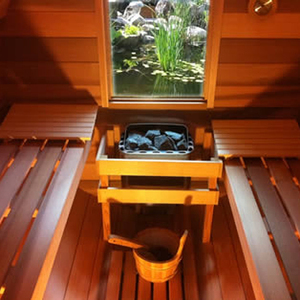 Design moderno esterno barile di cedro rosso Sauna 6-8 persona portatile struttura in legno massiccio con riscaldamento elettrico per uso esterno