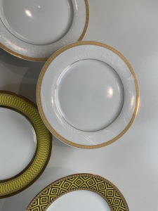 Unique Embossed Gold <strong>Rim</strong> Ceramic Dinner and Salad Plates Elegant Tableware for Home Restaurant and Party Occasions - Product Image 3
