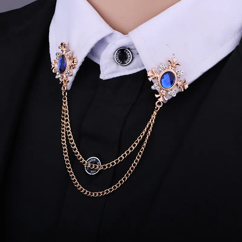 Moda Tassel Cristal Cruz Cadeia Broche Camisa das Mulheres Collar Pins e Broches Personalidade Lapela Pin Buckle Acessórios Femininos