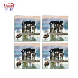 低价定制形状钢化砧板手柄浮球光滑表面套装酒杯杯垫和垫 - Product Image 6