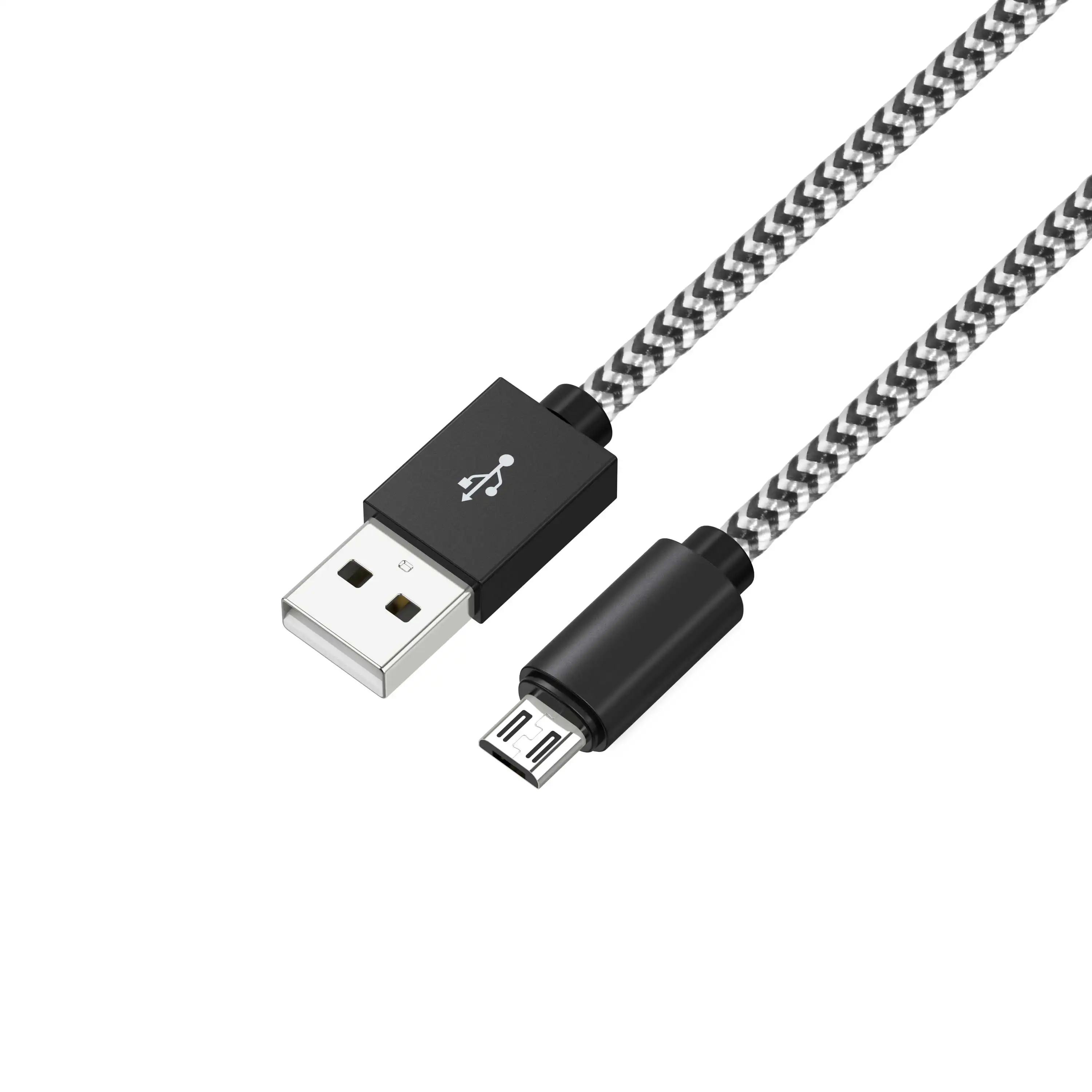 Yüksek kaliteli hızlı şarj hızda 1M alüminyum alaşım kabuk örgülü 2A 8pin tip c mikro Usb Android için kablo