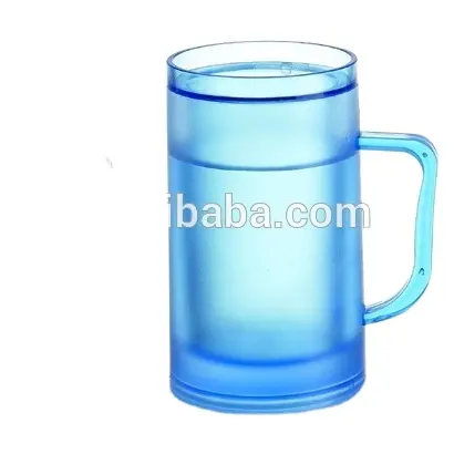 Caneca de cerveja barata, copo de gelo congelado, caneca de plástico com parede dupla, congelador de cerveja