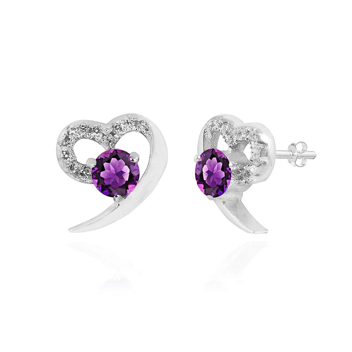 Avarta Jewellery Boucle d'oreille Phoebus en argent sterling 925 avec fausse améthyste et zircone cubique pour filles et femmes