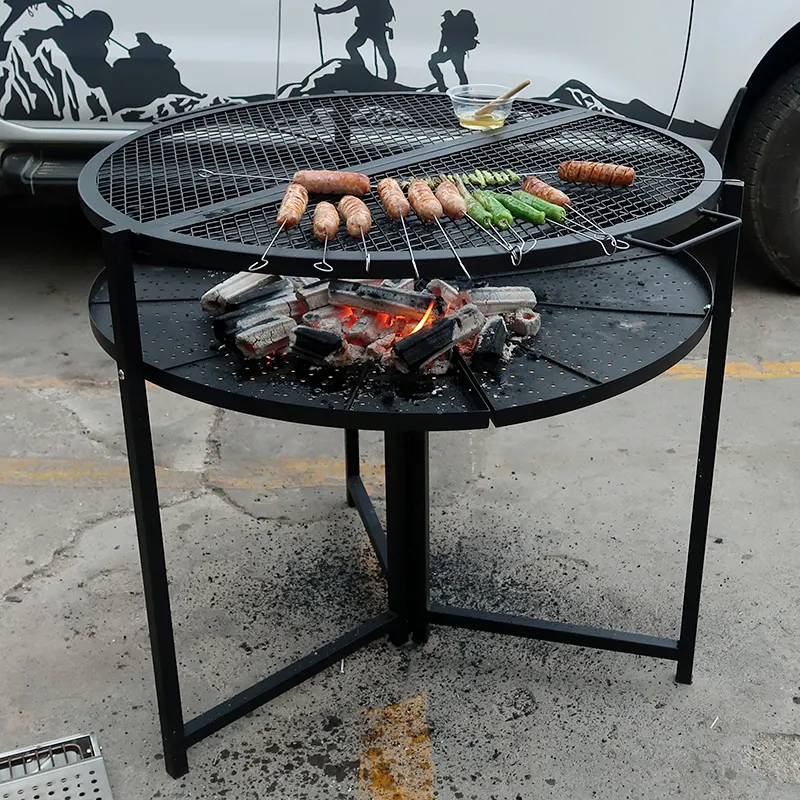 Trung Quốc Nhà Sản Xuất Ngoài Trời Nấu Ăn Than Nướng Vườn Carbon Thép Lửa Pit Barbeque Bảng Nhiệm Vụ Nặng Nề Gấp BBQ Nướng