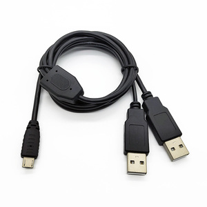 Cable divisor micro USB 2,0 tipo A macho personalizado Micro USB B a USB dual 2,0 A enchufe macho Cable de alimentación de datos Y