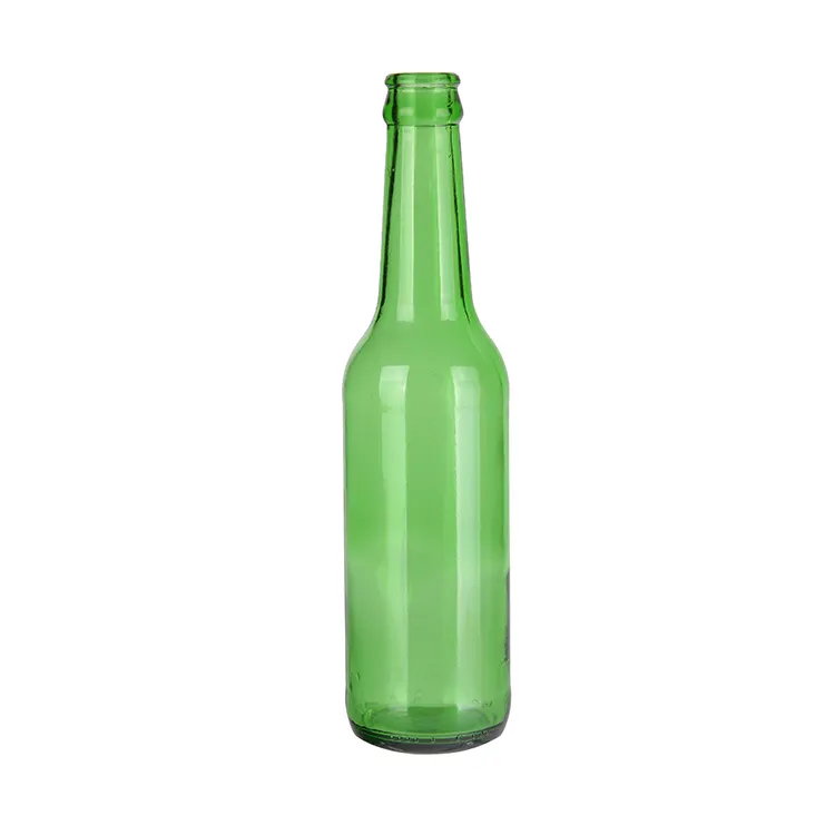 330ml 500ml sản xuất tại trung quốc hổ phách màu xanh màu xanh lá cây thủy tinh trong suốt bia chai cho uống whisky glass wine bottle với vương miện cap