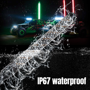 2PC 3FTチェイシング<span class=keywords><strong>LED</strong></span>ファットホイップライト高輝度<span class=keywords><strong>LED</strong></span>、ステアリングブレーキとリバース機能リモートおよびAPPコントロール付き