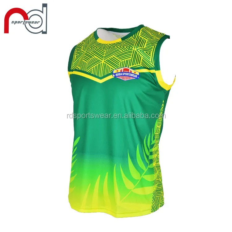 ปรับแต่งสีเขียวสำหรับ GYM คุณภาพสูง AFL JERSEY สำหรับชายยอดนิยมขาย Rugby Tank Top สำหรับการฝึกอบรม