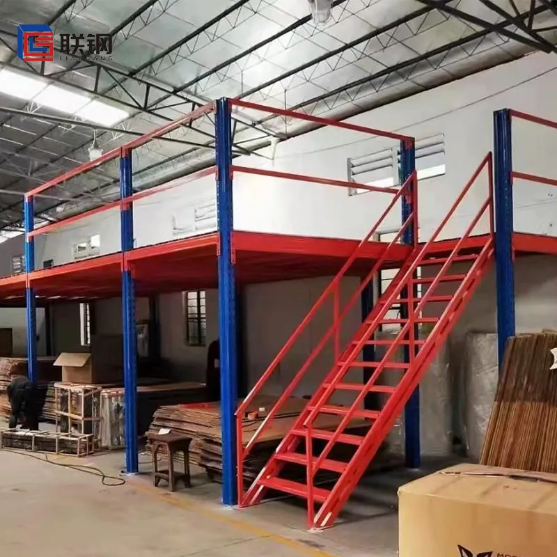 Metal storage rack floor shelf multi level steel warehouse mezzanine assemble shelves
