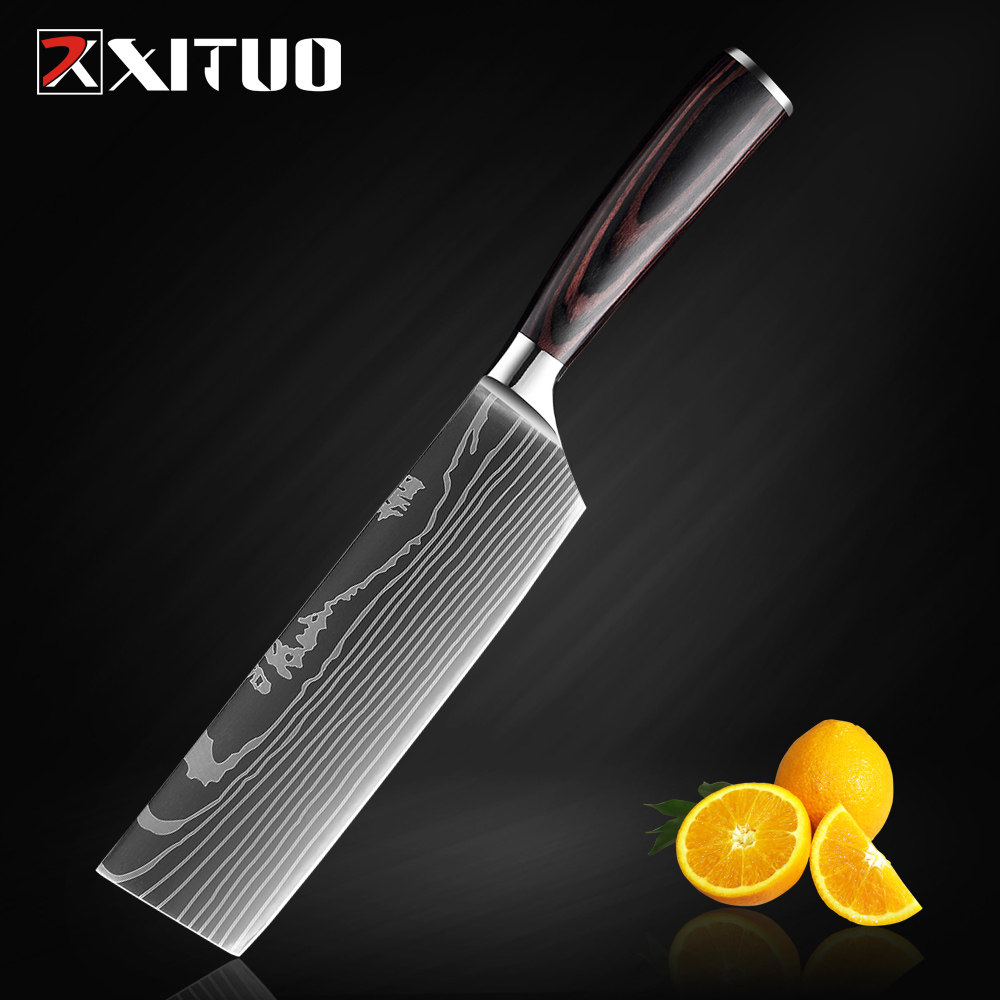Colored Wood Handle Nakiri 7-JD-R6