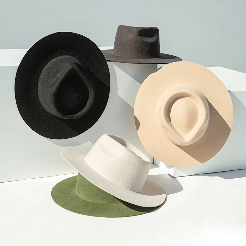 Linglong Custom 100% Australian Wool Felt Hat Body Stiff Wide Brim Hat Wholesale Fedora Hats For Women