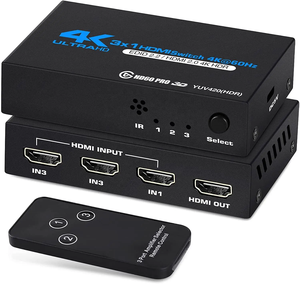 4K 60Hz HDMI 2,0 Switch 3 In 1 Out Switcher Selector Box con control remoto compatible con HDCP2.2 para PS4 PS5 Xbox - Product Image 1
