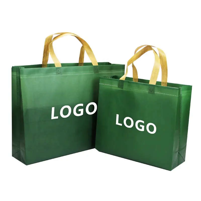 Su misura sacchetto non tessuto verde del panno tote bag shopping bag pubblicitaria stampato il vostro proprio LOGO