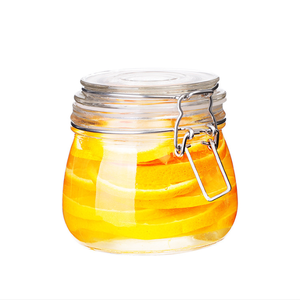 Yüksek kaliteli 500ml,750ml,1000ml kare ve yuvarlak hava geçirmez depolama cam kavanoz klip kapaklı reçel için - Product Image 1