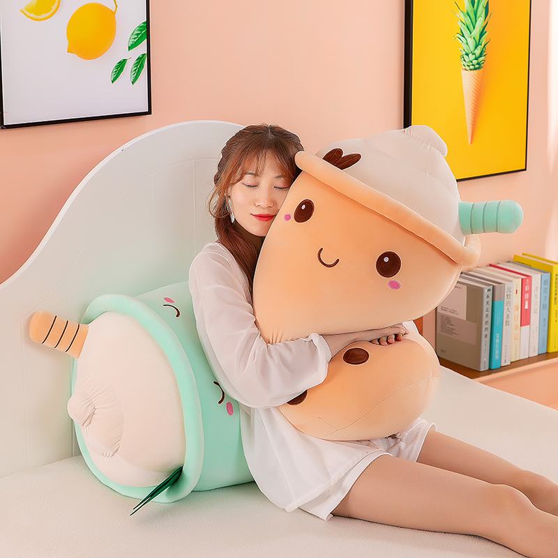 新作かわいい漫画バブルティーぬいぐるみソフトドールユニセックスボバフルーツティーカップ枕クッション子供の誕生日プレゼント