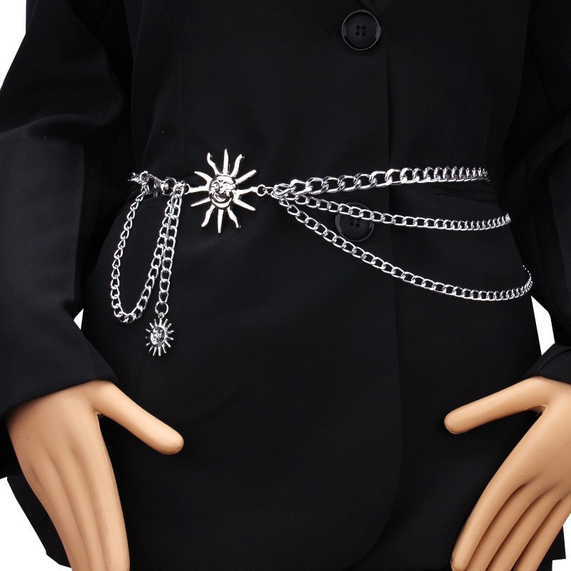 Cadena de cintura multicapa K blanca