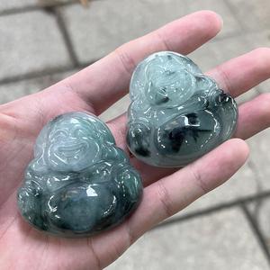 卸売ミャンマーBruma Jumbo Budda <span class=keywords><strong>Jade</strong></span>ブラック笑うBudda 50mm彫刻された翡翠ペンダントジュエリーペンダントDIYアクセサリー
