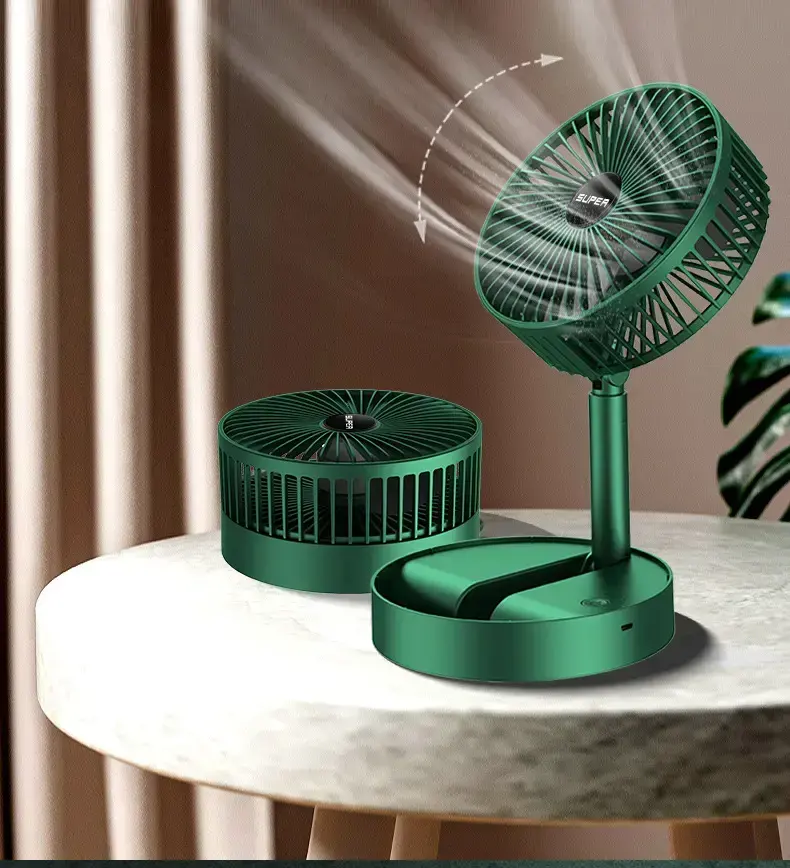 Ventilador dobrável com bateria embutida KC Certified Mini portátil legal USB recarregável Ventilador telescópico