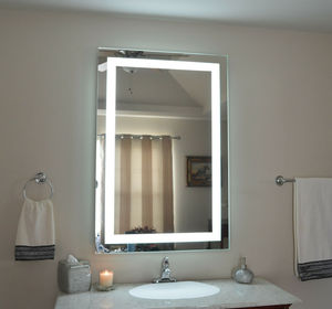 Espejo de baño LED moderno con función de desempañador de tiempo y CCT Diseño esmerilado Vanidad regulable iluminada para la decoración del hogar - Product Image 3