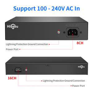 สวิตช์เครือข่าย OEM/ODM POE 16พอร์ต10/100Mbps IEEE 802.3 Af/At สำหรับกล้อง IP กล้องวงจรปิดระบบรักษาความปลอดภัย NVR เครือข่ายไร้สาย - Product Image 3