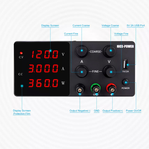 4桁のLED表示調整可能0〜120V/0〜3AスイッチDCリニア電源、5V/2AUSB出力ポート付き - Product Image 2