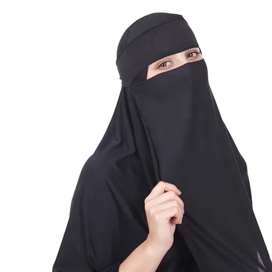Tampa longa de rosto do niqab, proteção de rosto do mid de comprimento longo hijab abaya islâmico