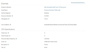 คอมพิวเตอร์4คอร์4เกลียว Intel Core I3โปรเซสเซอร์ I3 8100ซีพียูรุ่น8th DDR4-2400ประมวลผล - Product Image 3