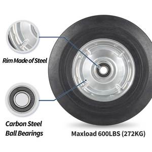 <strong>10</strong>&quot; X <strong>2</strong>.<strong>5</strong>&quot; Flat Free Solid Rubber <strong>Tire</strong> with <strong>5</strong>/8&quot; Axle Bore Hole, <strong>2</strong> 1/4&quot; Offset Hub, Replacement 4.<strong>10</strong>/3.50-4&quot; for Wheelbarrow - Product Image 3