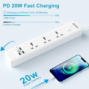 Toma de corriente de placa de enchufe de oficina inteligente múltiple universal con tira de Alimentación protectora contra sobretensiones USB - Product Image 4
