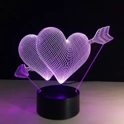Nuovo LED grafico personalizzato natale regalo di san valentino 3D illusione Anime lampada da tavolo da notte in acrilico con cuore d'amore