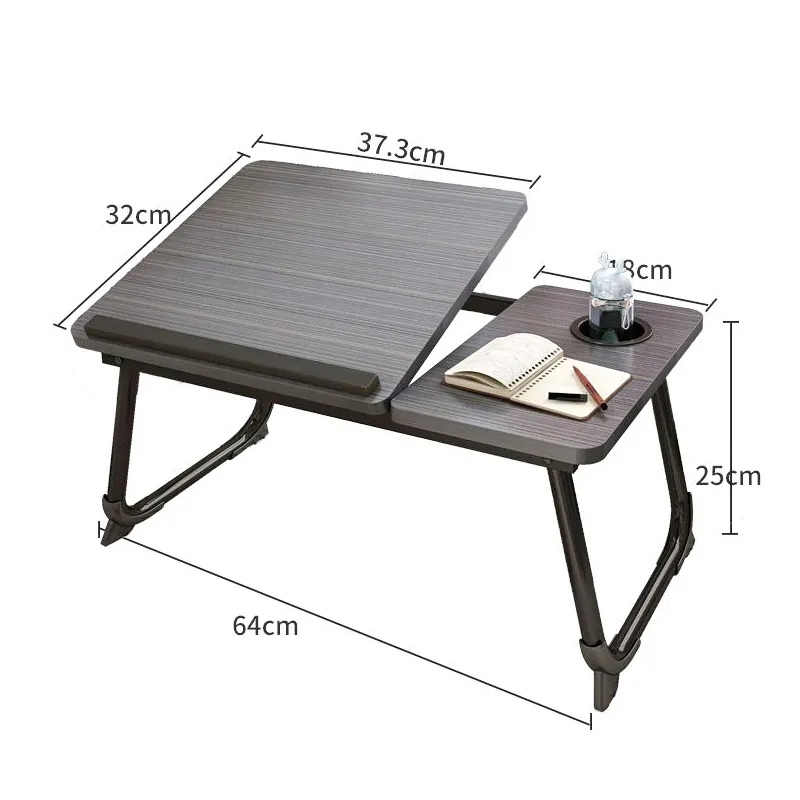 Adjustable Bed Table Portable Foldable Laptop Stand Commercial Furniture Computer Desk for Home Office Wooden Black Color