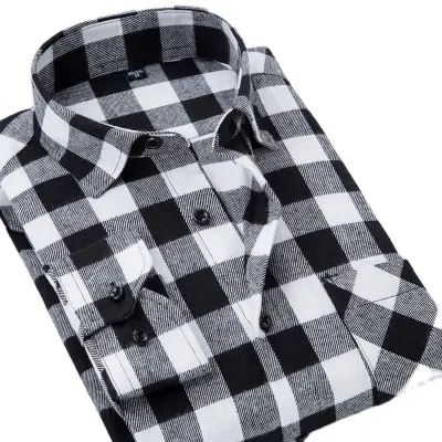 Oem tailor Fashion Casual Herren Plaid Flanell Shirt für Großhandel Custom Logo Flanell Stoff gewebt Langarm gedruckt für den Winter