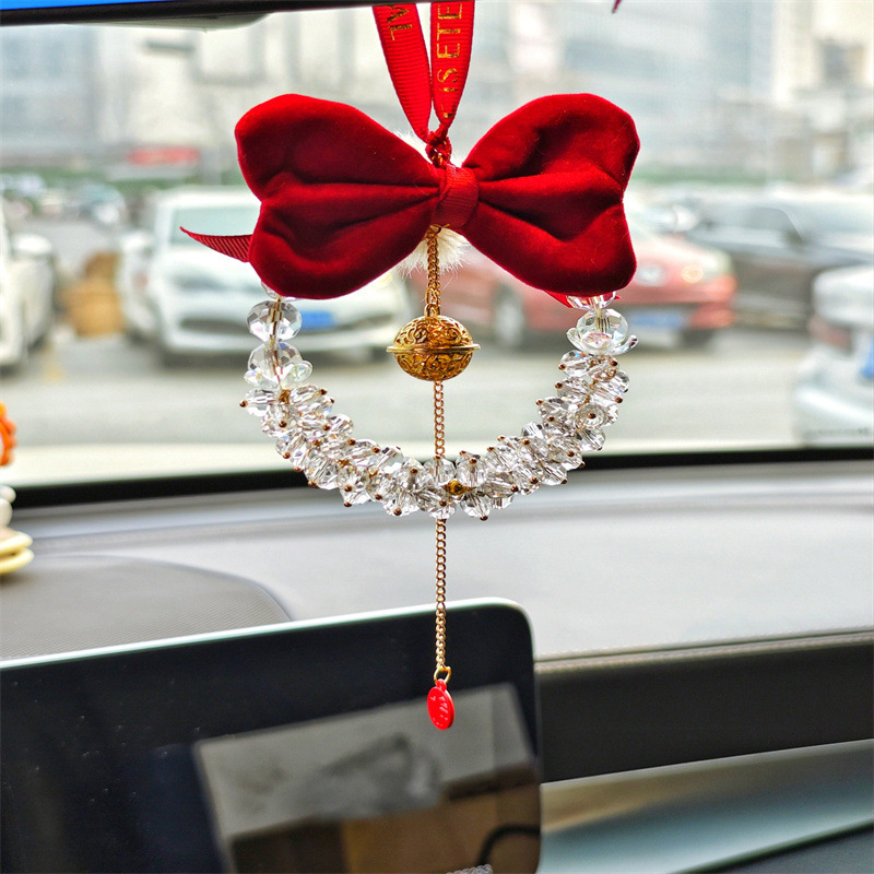 Pendentif perle noeud rouge - style cloche