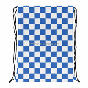 Mochila escolar de algodón con patrón a cuadros de estilo deportivo con sistema de transporte de cuerdas Bolsa de picnic de lona con función de zapato - Product Image 2