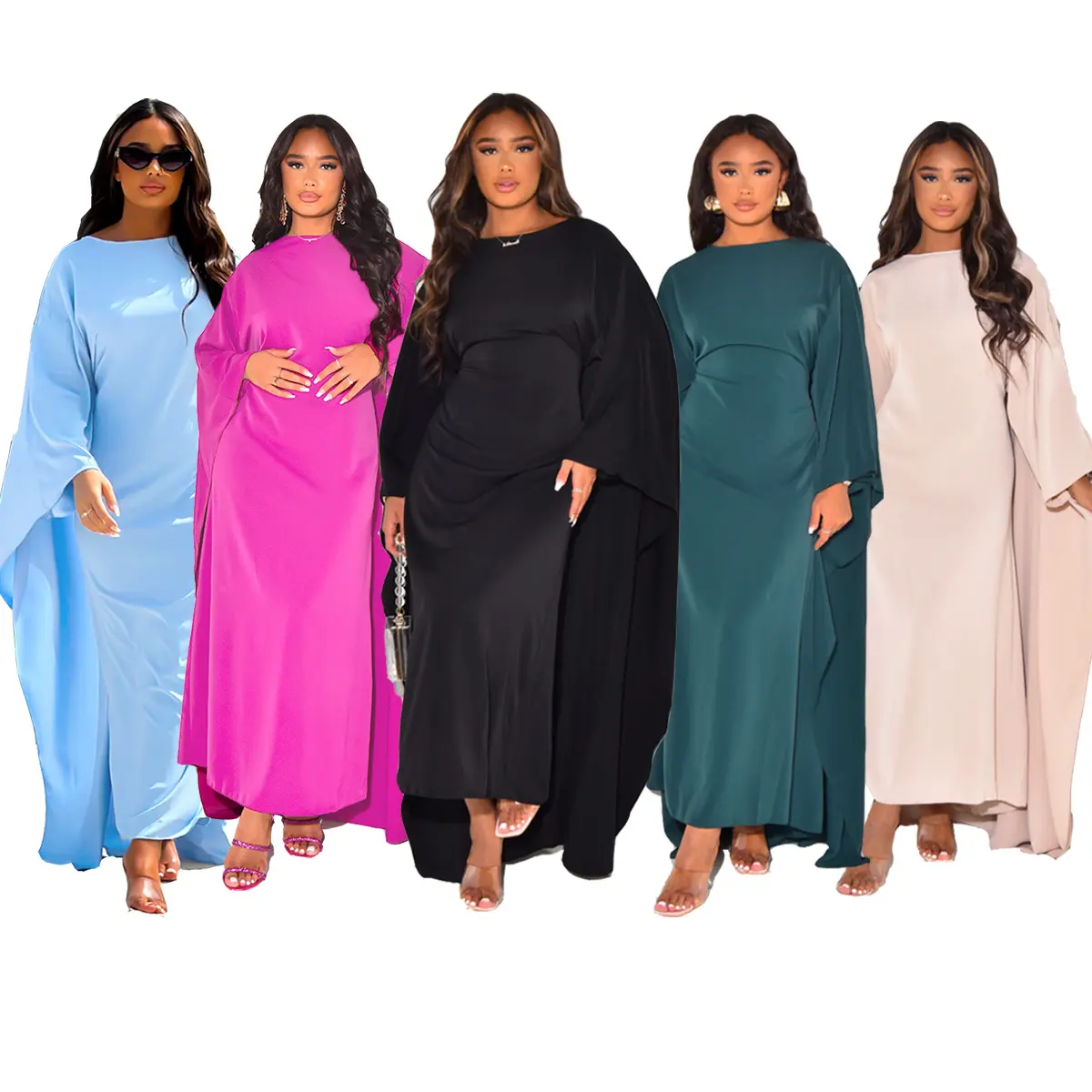 Automne 2023 femmes musulmanes Vintage mode horloge à manches longues Robe ample dames décontracté fête soirée en mousseline de soie longue Maxi Robe