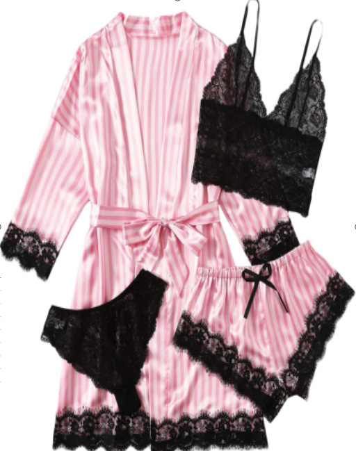 Bandes roses avec dentelle noire
