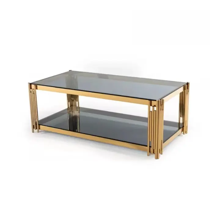 Mesa de centro moderna escandinava para sala de estar, mesa de centro em aço inoxidável dourado e pedra sinterizada
