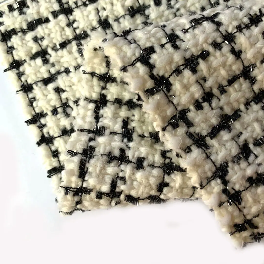 Spandex Tartan Tessuto Quadrille Plaid di Lavoro A Maglia di Disegno di Controllo Modello di Tessuto Tweed Per La Donna Panni