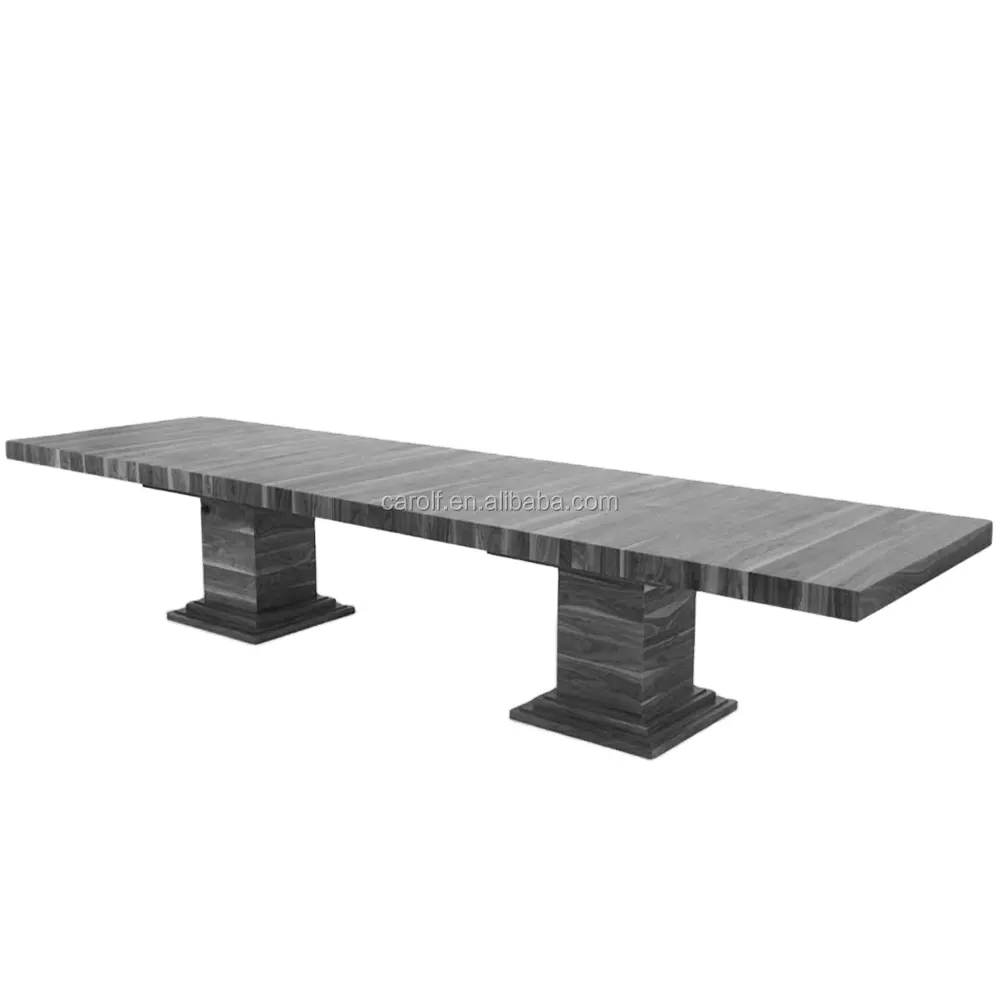 Muebles de comedor Nuevo diseño Comedor Mesa de comedor de mármol negro largo con 12 sillas