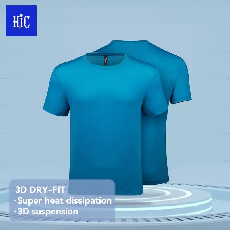 Camiseta de tejido especial para hombre, camiseta de secado rápido con suspensión 3D, Antibacteriano, de cuatro vías, diseño HIC, nuevo estilo