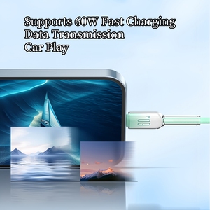 สายชาร์จเร็วชนิด C 60W สายไนลอนแบบไล่ระดับสีสายถักแบบโปร่งใสสำหรับ Apple Huawei - Product Image 4
