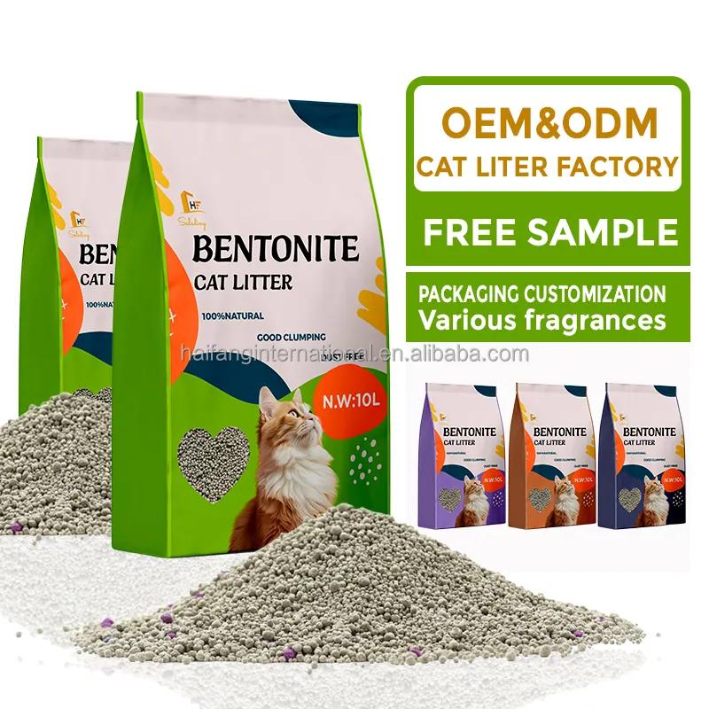 Pacote de sabores personalizados Areia de bentonita natural para absorção de água maca de gato bentonita