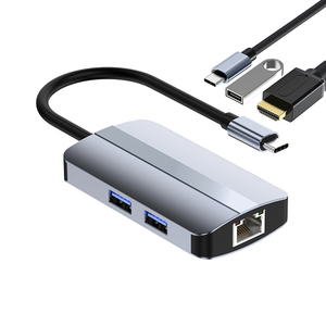 6 In1 Hub USB3.0 + USB2.0 * 2 + HDTV + ricarica USB-C PD + porta Ethernet 100mpbs tipo-C Hub Laptop tipo C Docking Station - Product Image 6